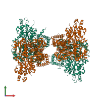 Hetero tetrameric assembly 2 of PDB entry 3o8o coloured by chemically distinct molecules, front view.