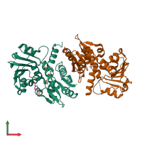 PDB entry 3o8q coloured by chain, front view.