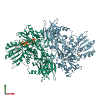 PDB entry 3o8r coloured by chain, front view.