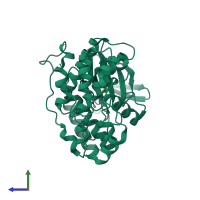 PDB entry 3o8t coloured by chain, side view.