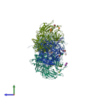 PDB entry 3o95 coloured by chain, side view.