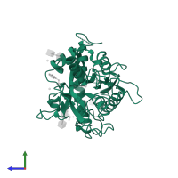 Lactotransferrin in PDB entry 3o97, assembly 1, side view.