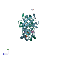 PDB entry 3o99 coloured by chain, side view.