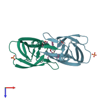 PDB entry 3o99 coloured by chain, top view.