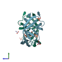 PDB entry 3o9b coloured by chain, side view.