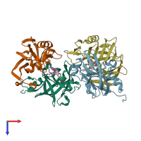 PDB entry 3o9l coloured by chain, top view.