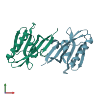 PDB entry 3o9q coloured by chain, front view.