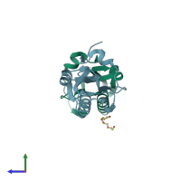 PDB entry 3o9t coloured by chain, side view.