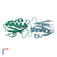 PDB entry 3o9t coloured by chain, top view.