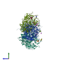 PDB entry 3o9v coloured by chain, side view.