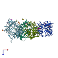 PDB entry 3o9v coloured by chain, top view.