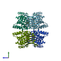 PDB entry 3o9z coloured by chain, side view.