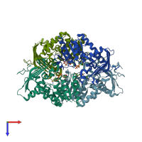 PDB entry 3oa2 coloured by chain, top view.