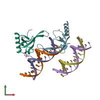 PDB entry 3oa6 coloured by chain, front view.