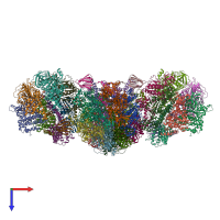 PDB entry 3oaa coloured by chain, top view.