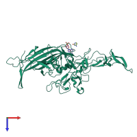 PDB entry 3oah coloured by chain, top view.