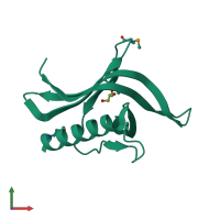 PDB entry 3oan coloured by chain, front view.