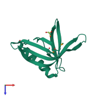PDB entry 3oan coloured by chain, top view.