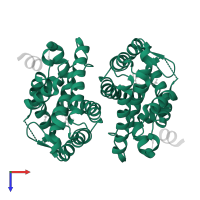 Retinoic acid receptor RXR-alpha in PDB entry 3oap, assembly 1, top view.