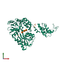 PDB entry 3ob4 coloured by chain, front view.