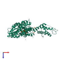 PDB entry 3ob4 coloured by chain, top view.