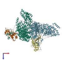 PDB entry 3oc3 coloured by chain, top view.