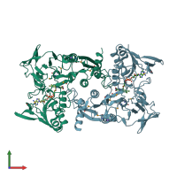 PDB entry 3oc4 coloured by chain, front view.