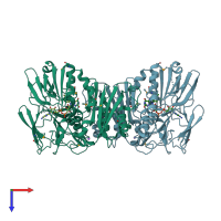 PDB entry 3oc4 coloured by chain, top view.