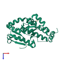 PDB entry 3oc7 coloured by chain, top view.