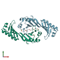 PDB entry 3oci coloured by chain, front view.