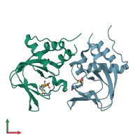 PDB entry 3od0 coloured by chain, front view.