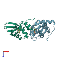 PDB entry 3od0 coloured by chain, top view.