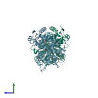 PDB entry 3od1 coloured by chain, side view.