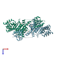 PDB entry 3od1 coloured by chain, top view.