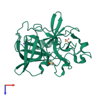 PDB entry 3odd coloured by chain, top view.