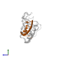 5'-D(*CP*CP*CP*AP*AP*GP*CP*G)-3' in PDB entry 3ode, assembly 1, side view.