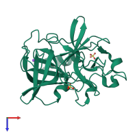 PDB entry 3odf coloured by chain, top view.