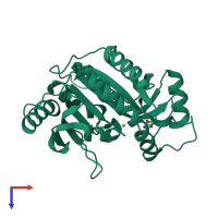 PDB entry 3odg coloured by chain, top view.