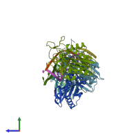 PDB entry 3odh coloured by chain, side view.