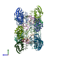 PDB entry 3odl coloured by chain, side view.