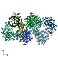 PDB entry 3odm coloured by chain, front view.