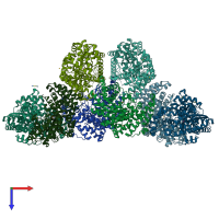 PDB entry 3odm coloured by chain, top view.