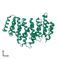 PDB entry 3odr coloured by chain, front view.