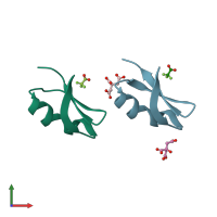 PDB entry 3odv coloured by chain, front view.