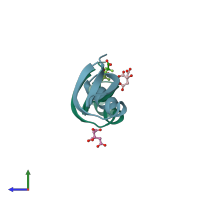 PDB entry 3odv coloured by chain, side view.
