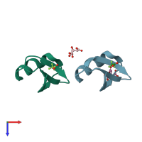 PDB entry 3odv coloured by chain, top view.