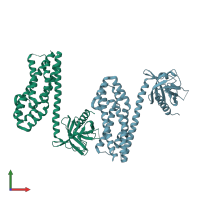 PDB entry 3odx coloured by chain, front view.