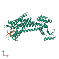 PDB entry 3oe0 coloured by chain, front view.