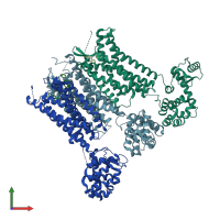 PDB entry 3oe8 coloured by chain, front view.