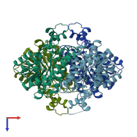 PDB entry 3oec coloured by chain, top view.